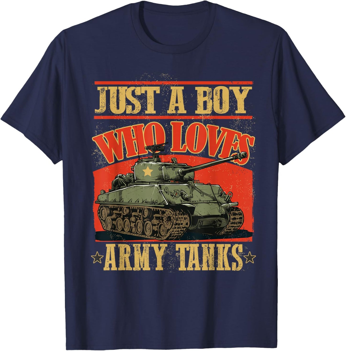 Just a Boy Who Loves Army Tanks a World War 2 Sherman Tank T-Shirt - T-Shirt | Navy