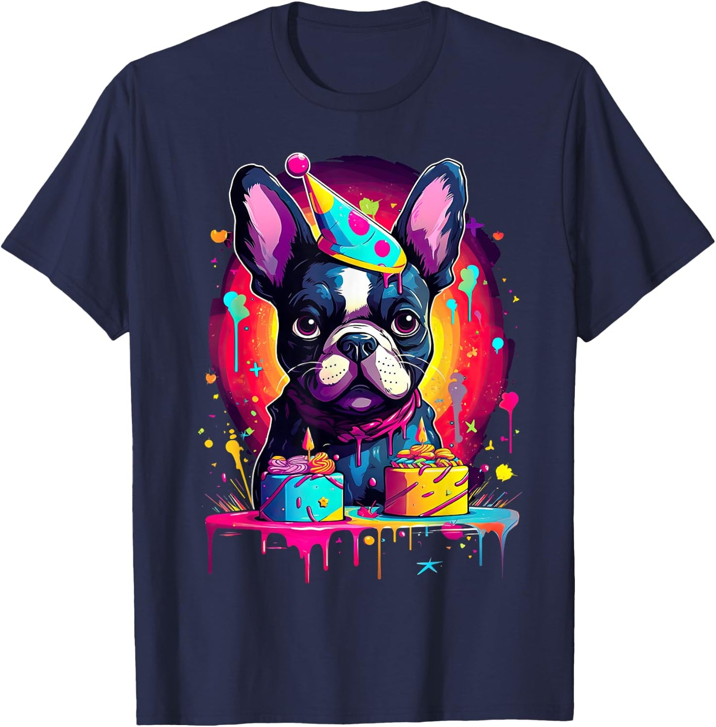 French Bulldog Dog Birthday Party Themed Women T-Shirt - T-Shirt | Navy