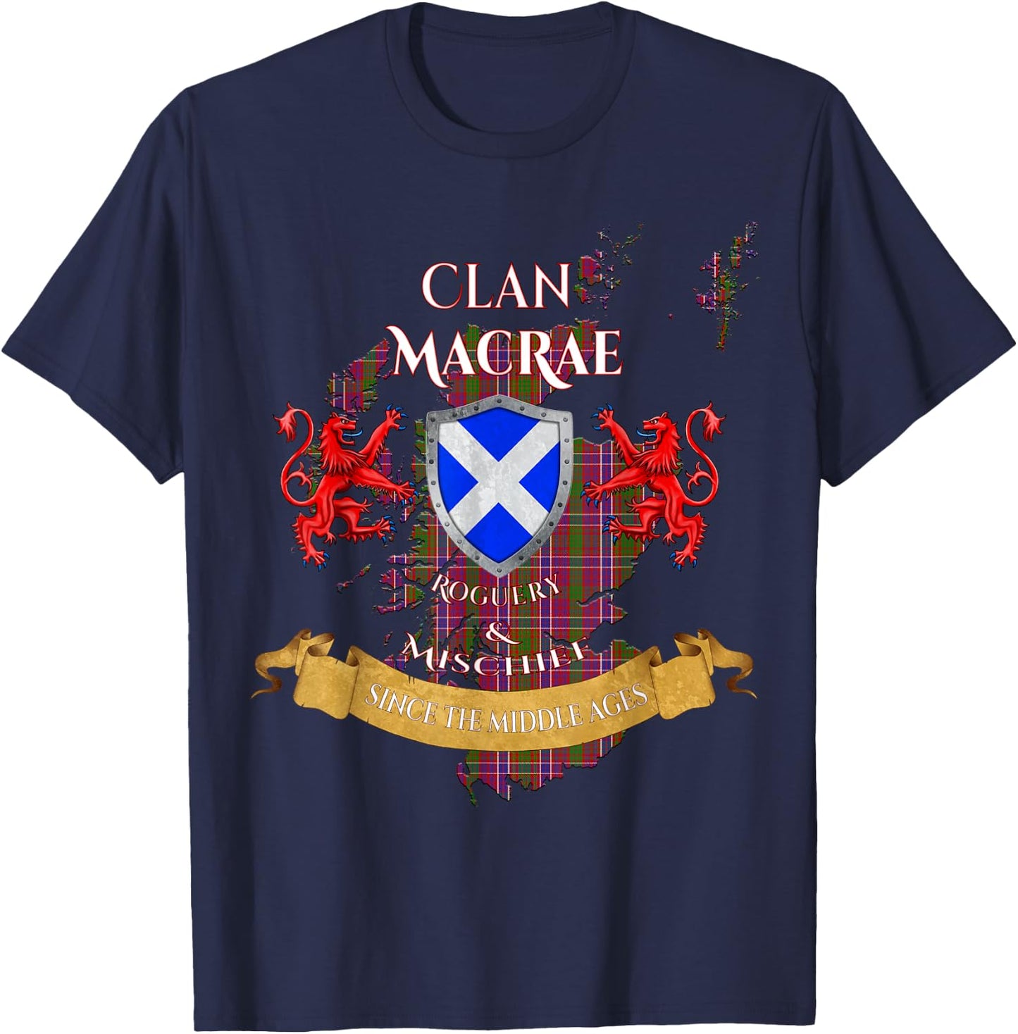 MacRae Scottish Family Clan Middle Ages Mischief T-Shirt - T-Shirt | Navy