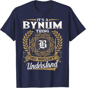 BYNUM Family Member - Last Name BYNUM Surname Personalized T-Shirt - T-Shirt | Navy