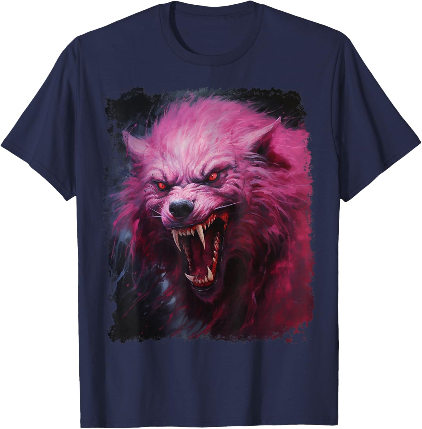 Werewolf Scary Pink Halloween T-Shirt - T-Shirt | Navy