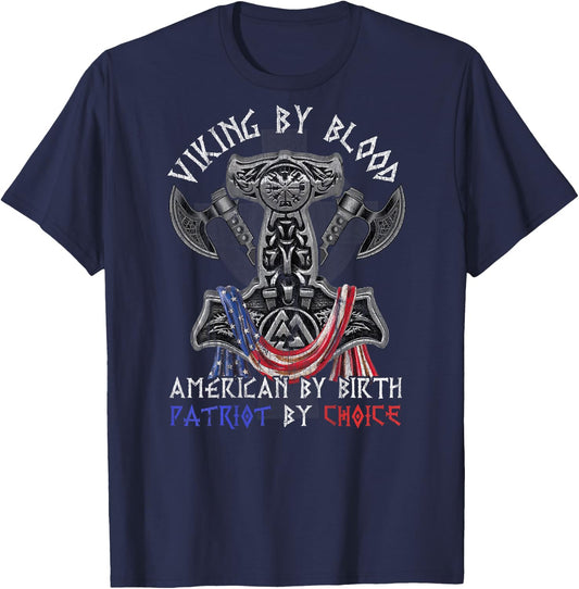 Viking By Blood American By Birth Patriot By Choice T-Shirt - T-Shirt | Navy