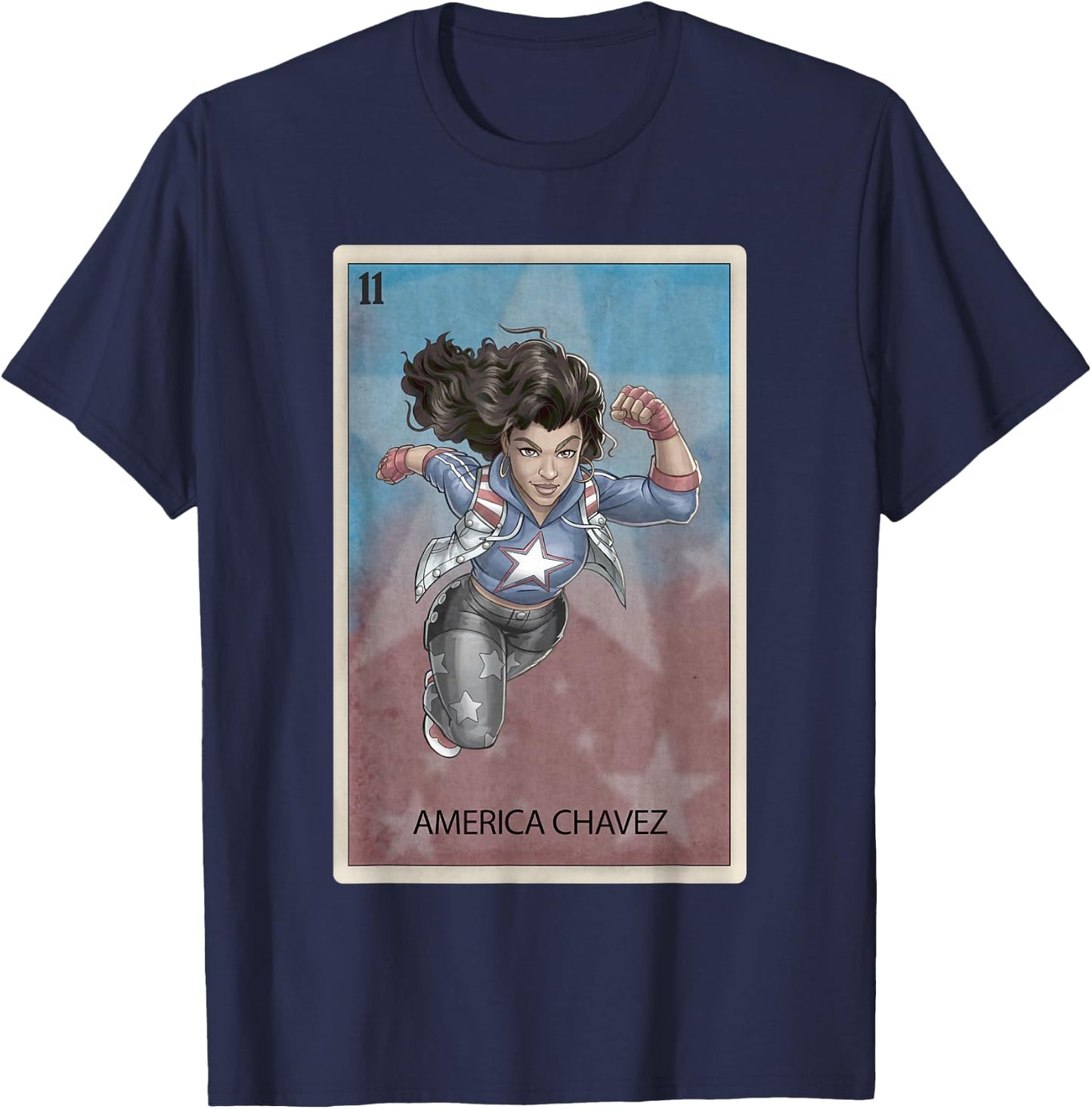 Marvel Comics Retro Classic America Chavez Playing Card T-Shirt - T-Shirt | Navy
