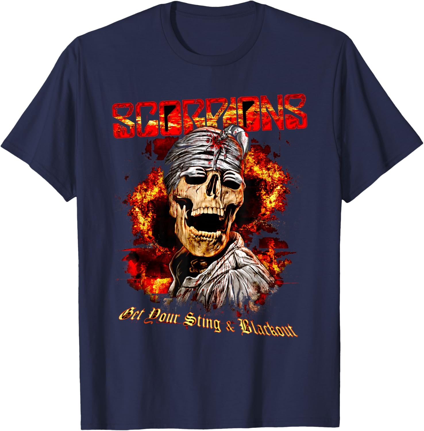 Official Scorpions Blackout Skull T-Shirt - T-Shirt | Navy