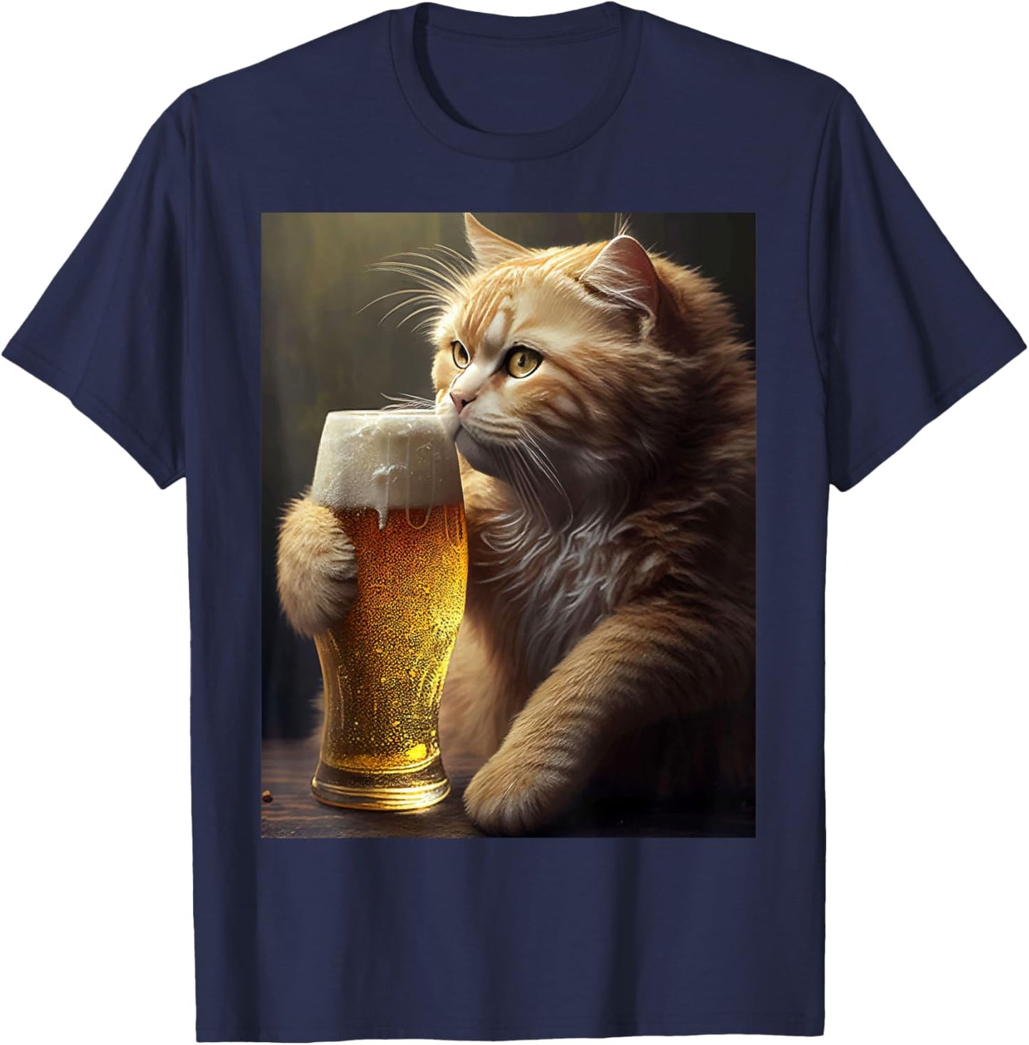 Funny Cat Cats And Beer T-Shirt - T-Shirt | Navy