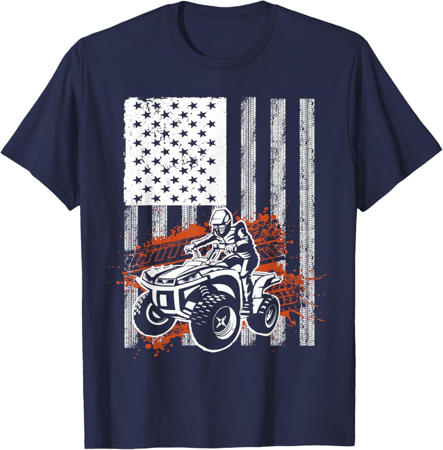 Cool ATV Women Quad Racing Squad USA Flag 4 Wheeler T-Shirt - T-Shirt | Navy