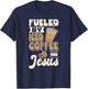 Cold Brewed Coffee Fueled By Iced Coffee And Jesus T-Shirt - T-Shirt | Navy