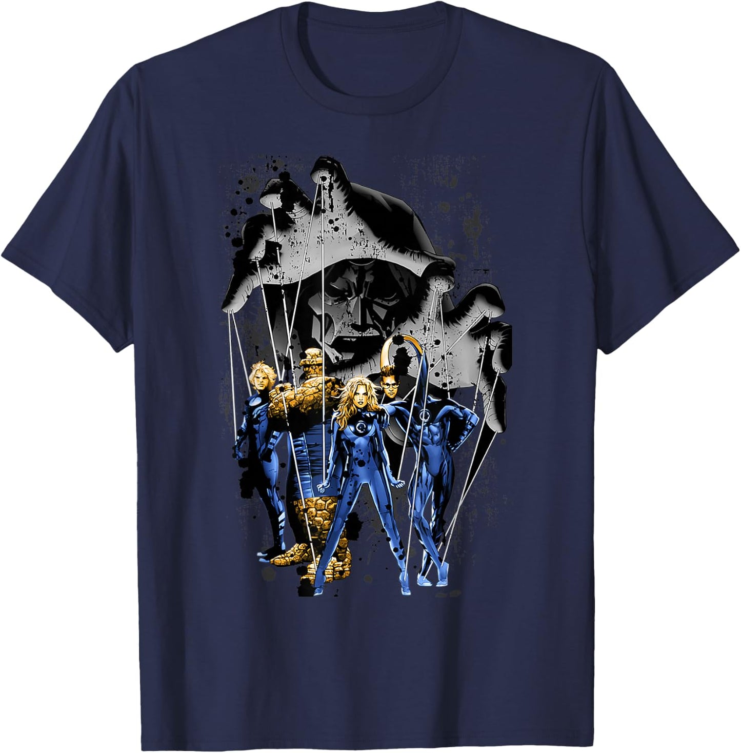 Marvel Fantastic Four Doctor Doom Puppet Master Retro Poster T-Shirt - T-Shirt | Navy