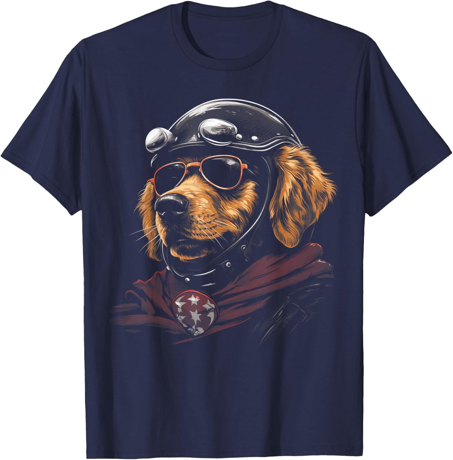 Cool Motorcycle Dad Biker Dog Golden Retriever Dad Rider T-Shirt - T-Shirt | Navy