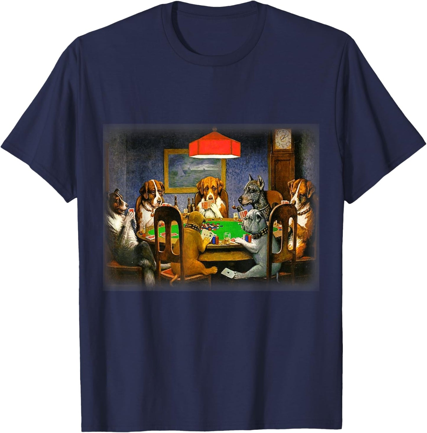 Dogs Playing Poker | A Friend in Need | Funny Dog Lover Art T-Shirt - T-Shirt | Navy