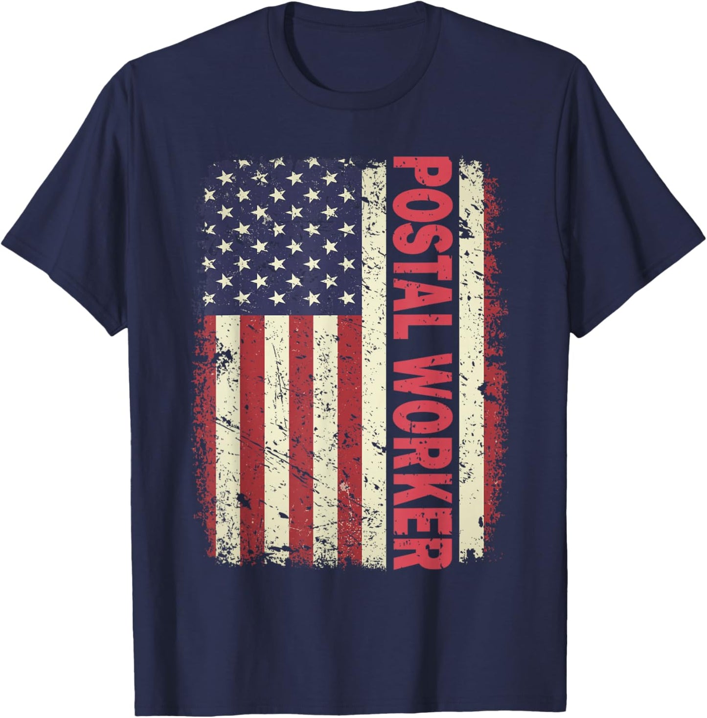 Patriotic Postal Worker Vintage USA American Flag US Postal T-Shirt - T-Shirt | Navy