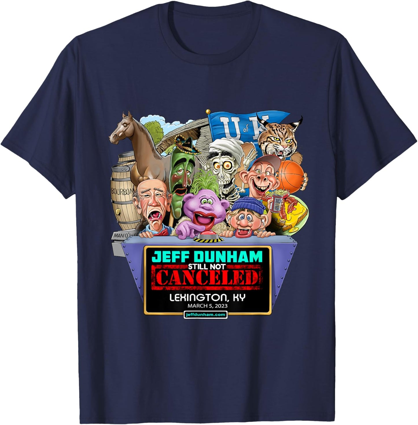 Jeff Dunham Lexington, KY (2023) T-Shirt - T-Shirt | Navy