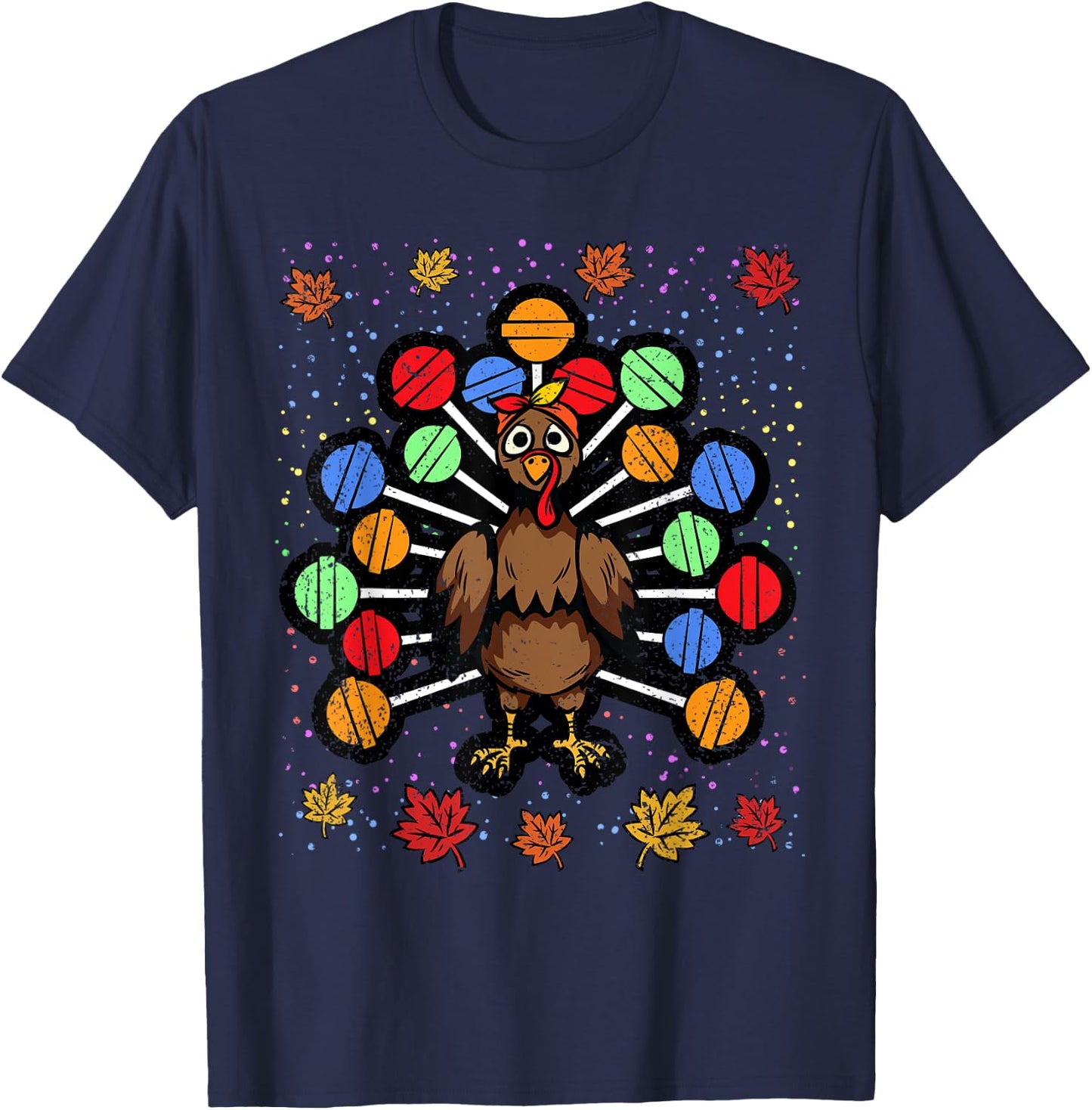 Turkey Lollipop Thanksgiving Day Funny Candy Boys Girls Kids T-Shirt - T-Shirt | Navy