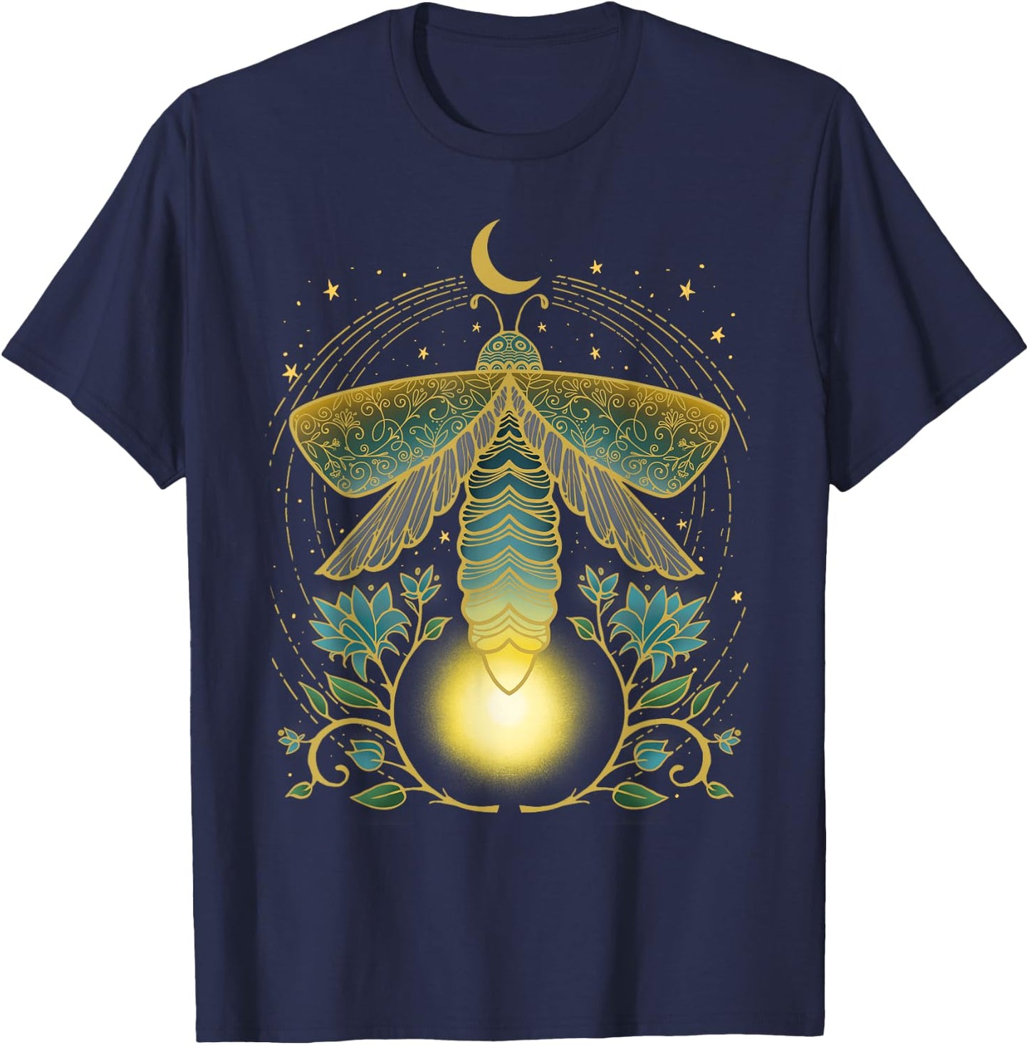 Firefly, Magical Lunar Mystical Design for Nature Lovers T-Shirt - T-Shirt | Navy