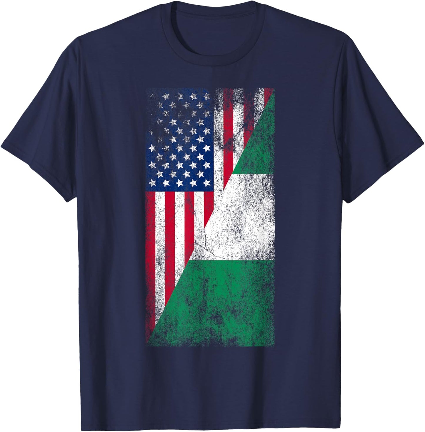 USA & Nigeria Flags - United States of America, Nigerian T-Shirt - T-Shirt | Navy