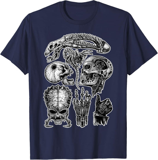 Monster's Skulls Gore Dark Spooky Skulls Horror Halloween T-Shirt - T-Shirt | Navy