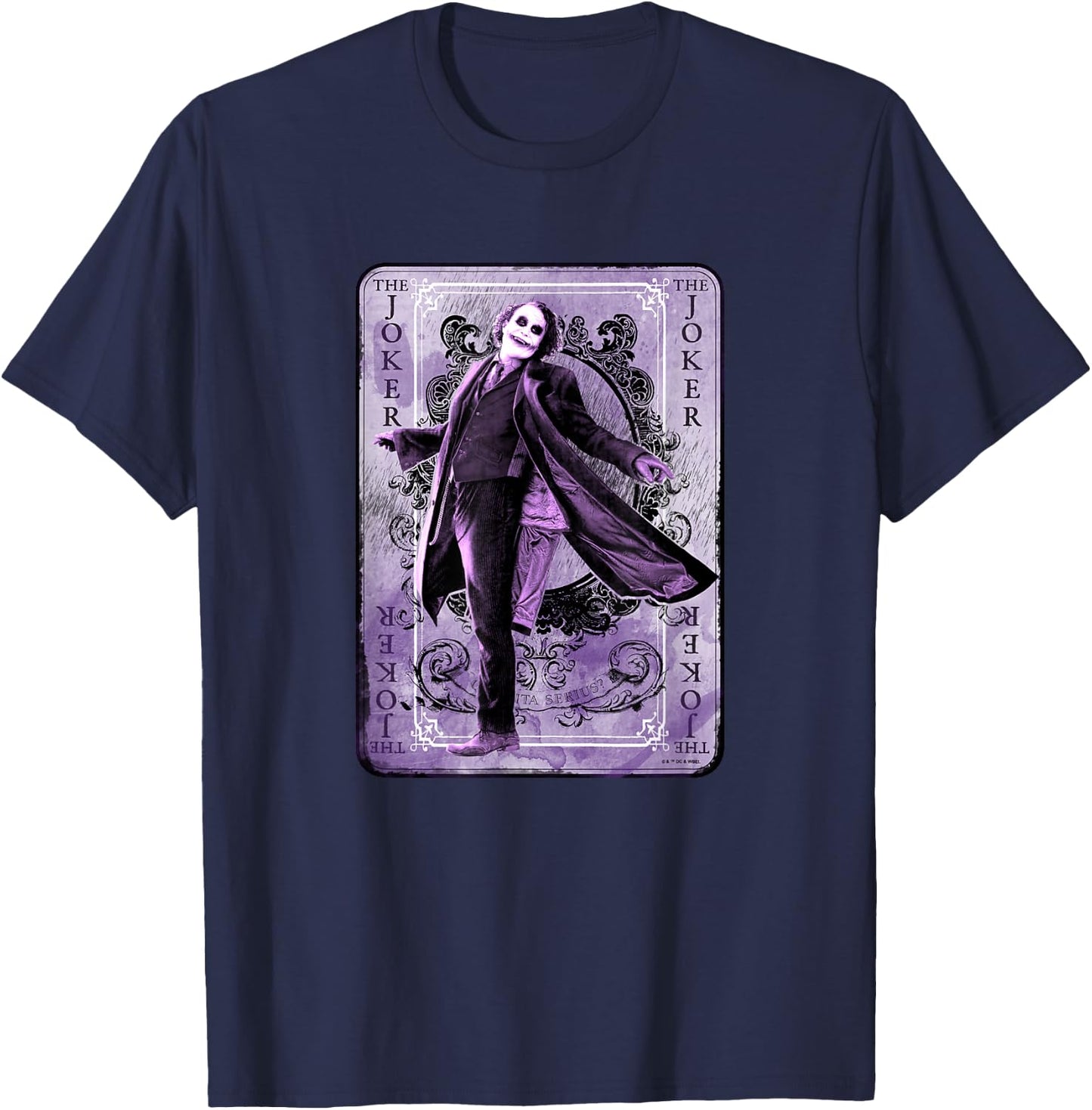 The Dark Knight The Joker Supervillain Playing Card Poster T-Shirt - T-Shirt | Navy