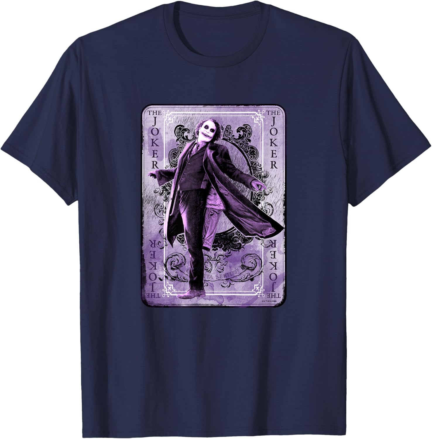The Dark Knight The Joker Supervillain Playing Card Poster T-Shirt - T-Shirt | Navy