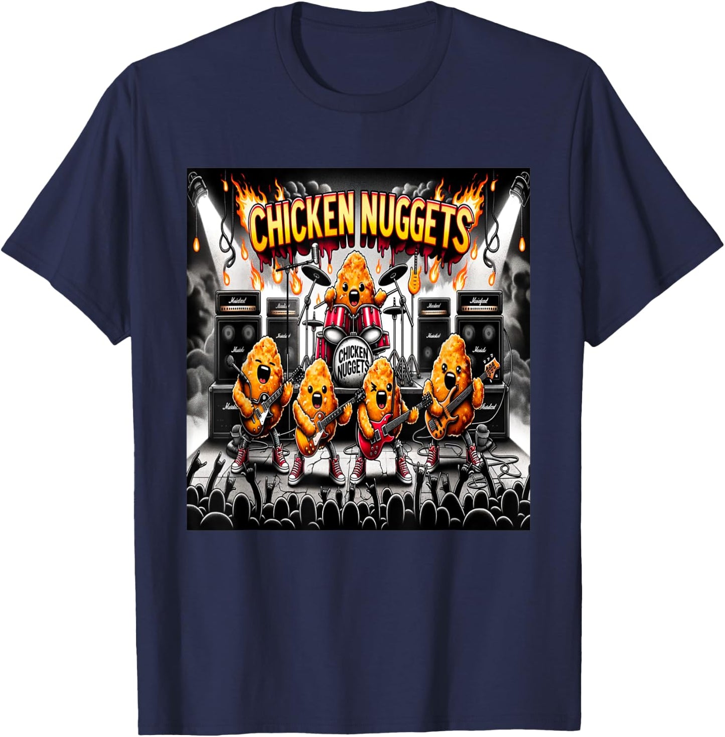 Chicken Nuggets Heavy Metal World Tour T-Shirt - T-Shirt | Navy
