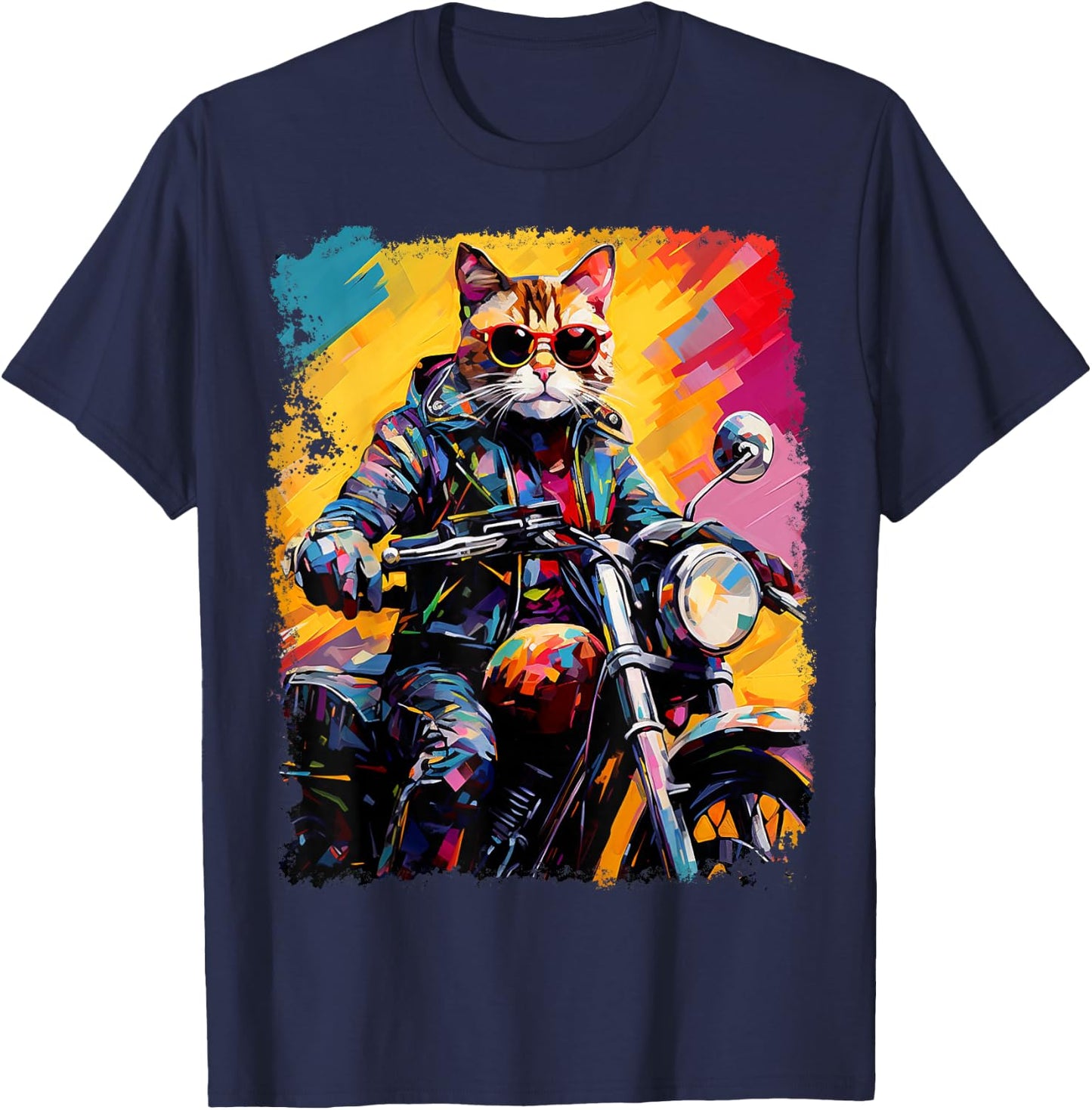 Cat on Motorcycle Women T-Shirt - T-Shirt | Navy