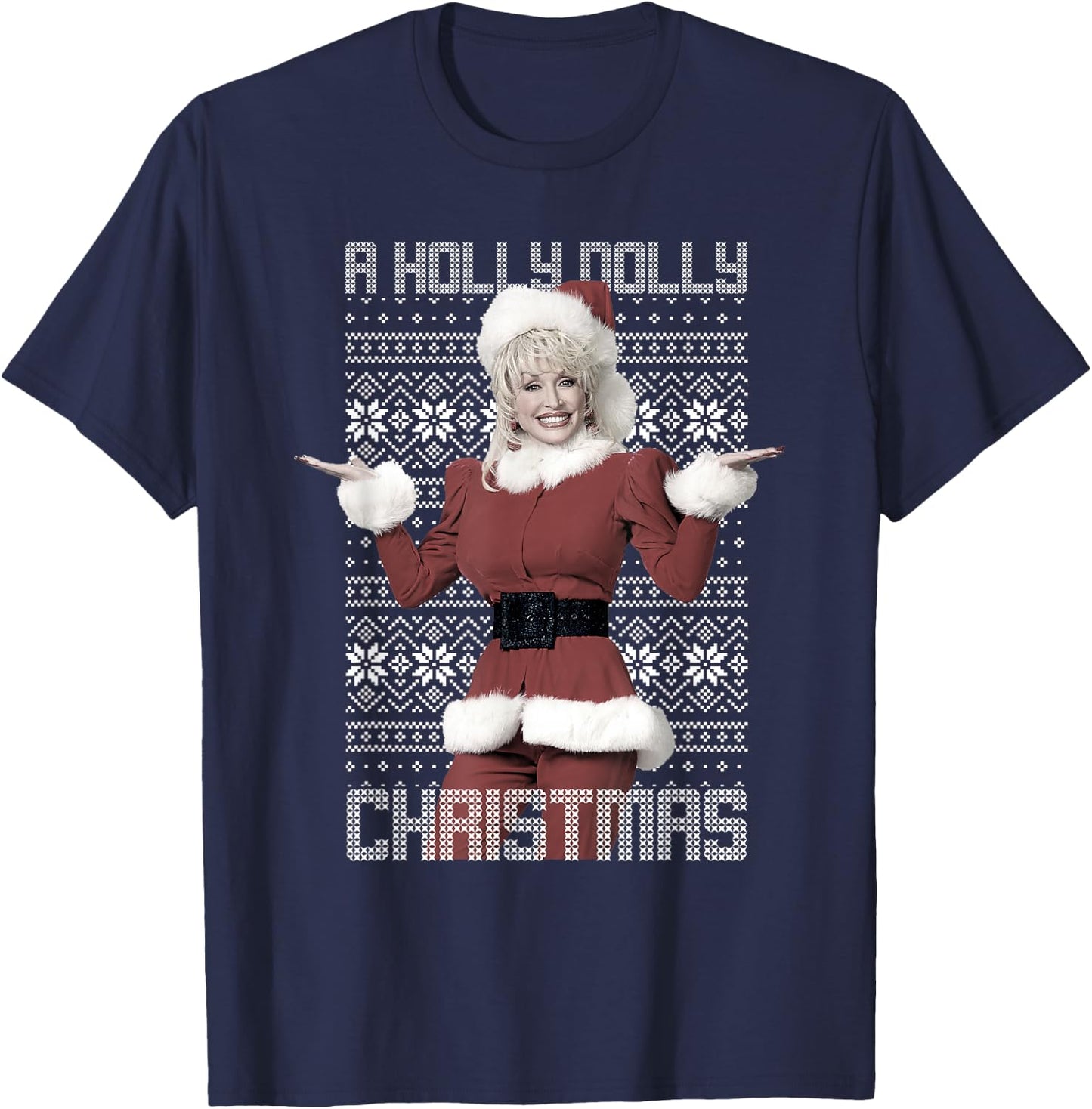 Dolly Parton Christmas Sweater T-Shirt - T-Shirt | Navy