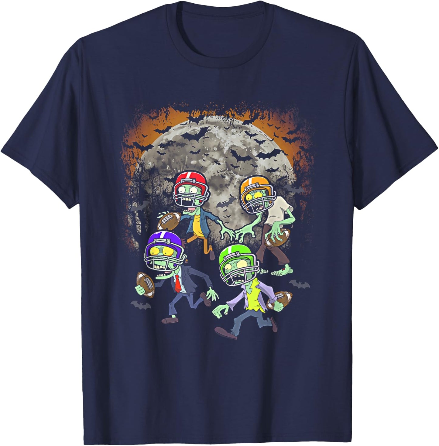 Football Zombie Player Halloween Spooky Football Team Sport T-Shirt - T-Shirt | Navy