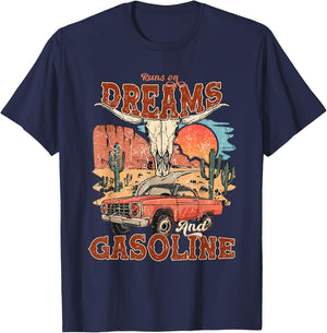 Runs On Dreams And Gasoline | I Got A Heart Like A Truck T-Shirt - T-Shirt | Navy