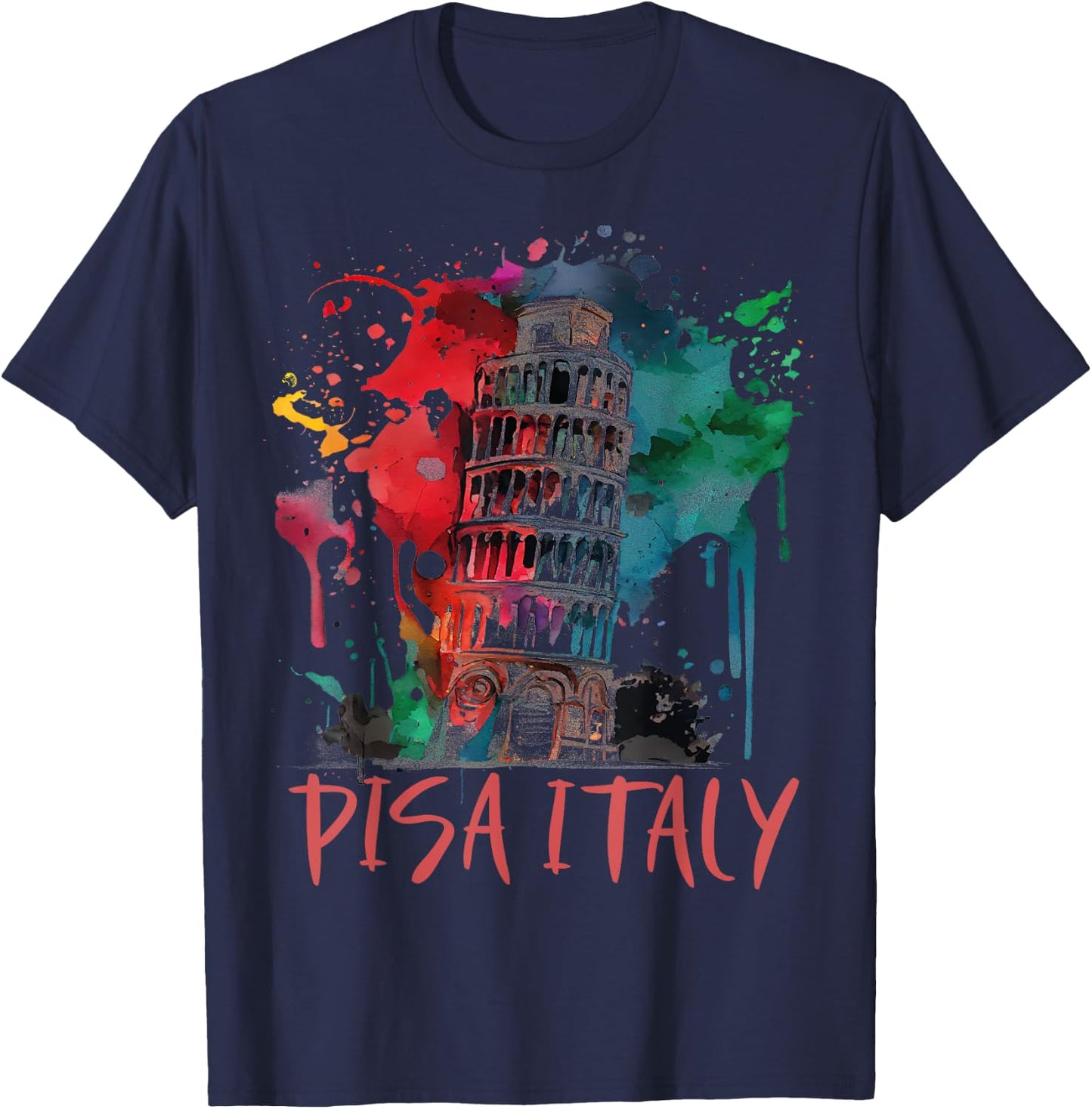 Italy Landmark Pisa Tower Tuscany Leaning Tower of Pisa T-Shirt - T-Shirt | Navy