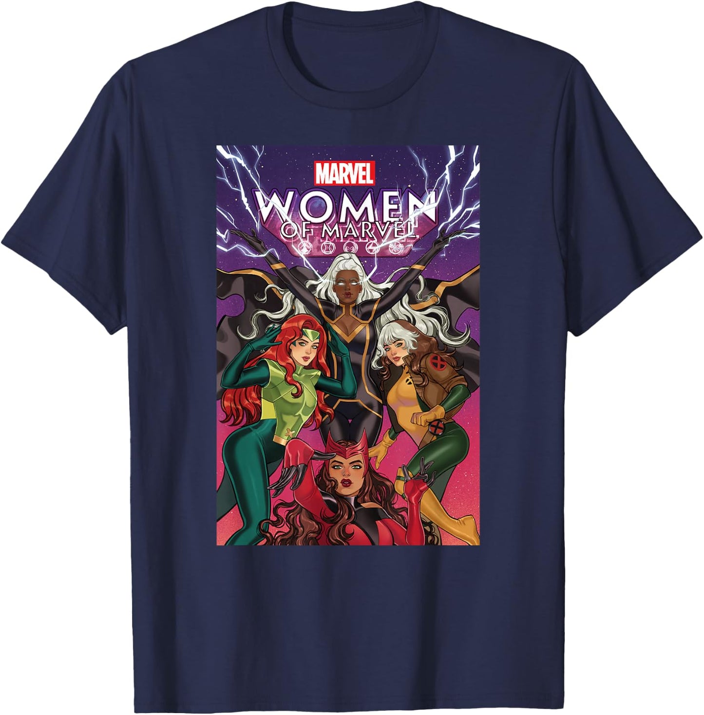 Marvel Women of Marvel Storm Rogue Jean Grey Scarlet Witch T-Shirt - T-Shirt | Navy