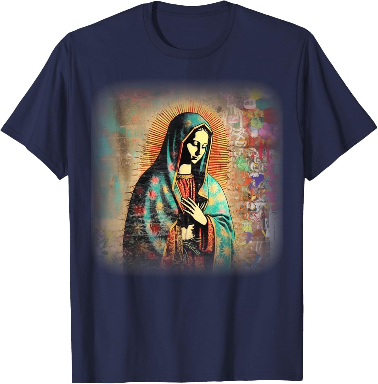 Our Lady Of Guadalupe Marian Catholic T-Shirt - T-Shirt | Navy