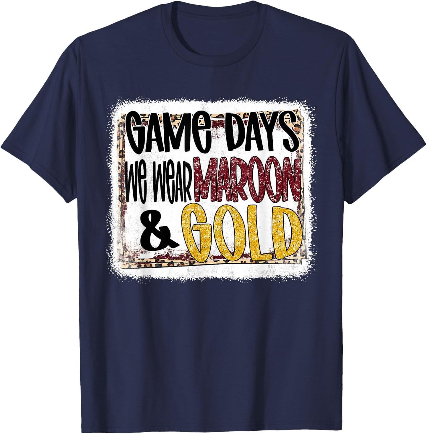 On Gameday Football We Wear Maroon and Gold School Spirit T-Shirt - T-Shirt | Navy