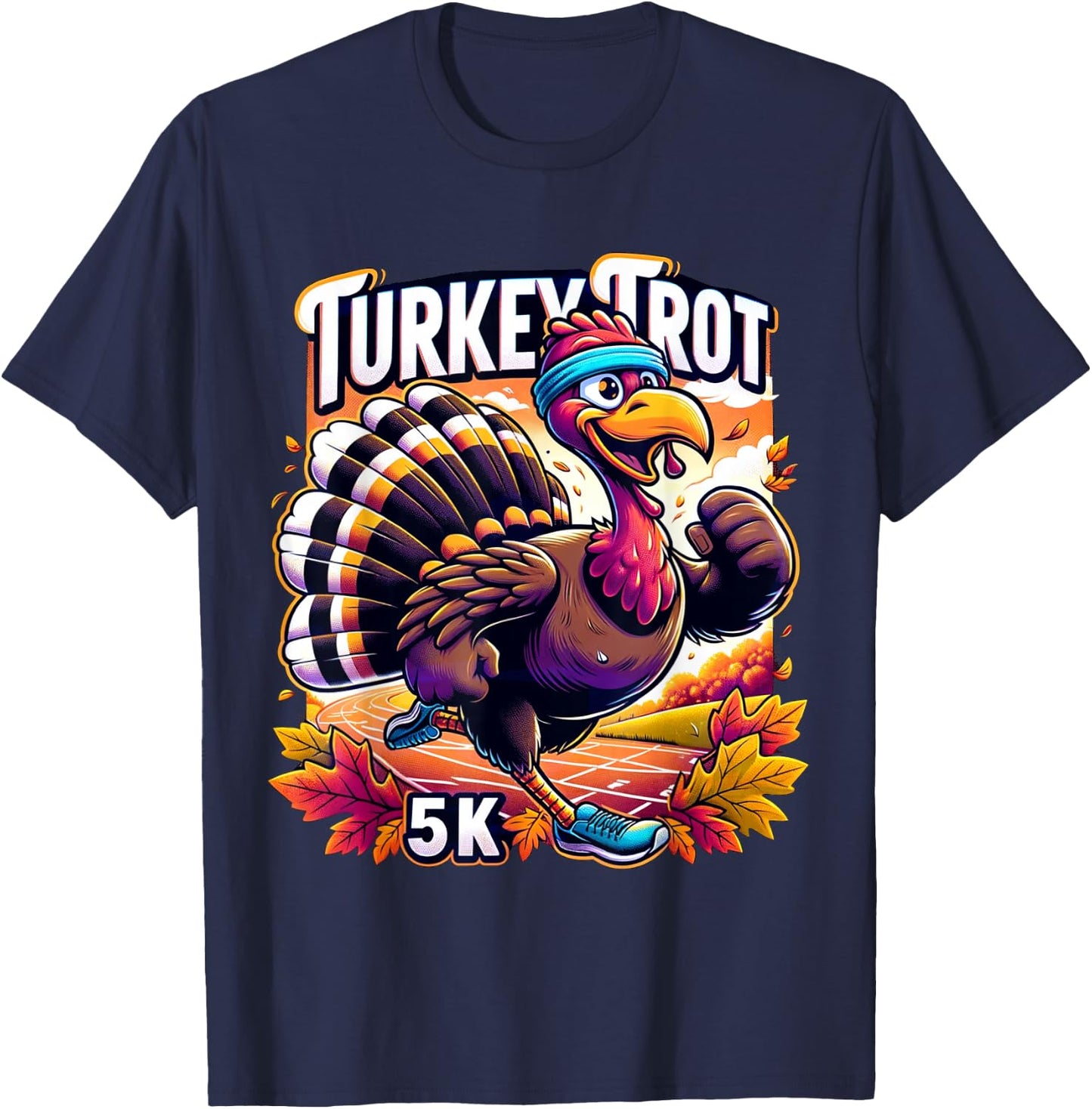 Turkey Trot Funny Thanksgiving 5k Race Running 5K Run T-Shirt - T-Shirt | Navy