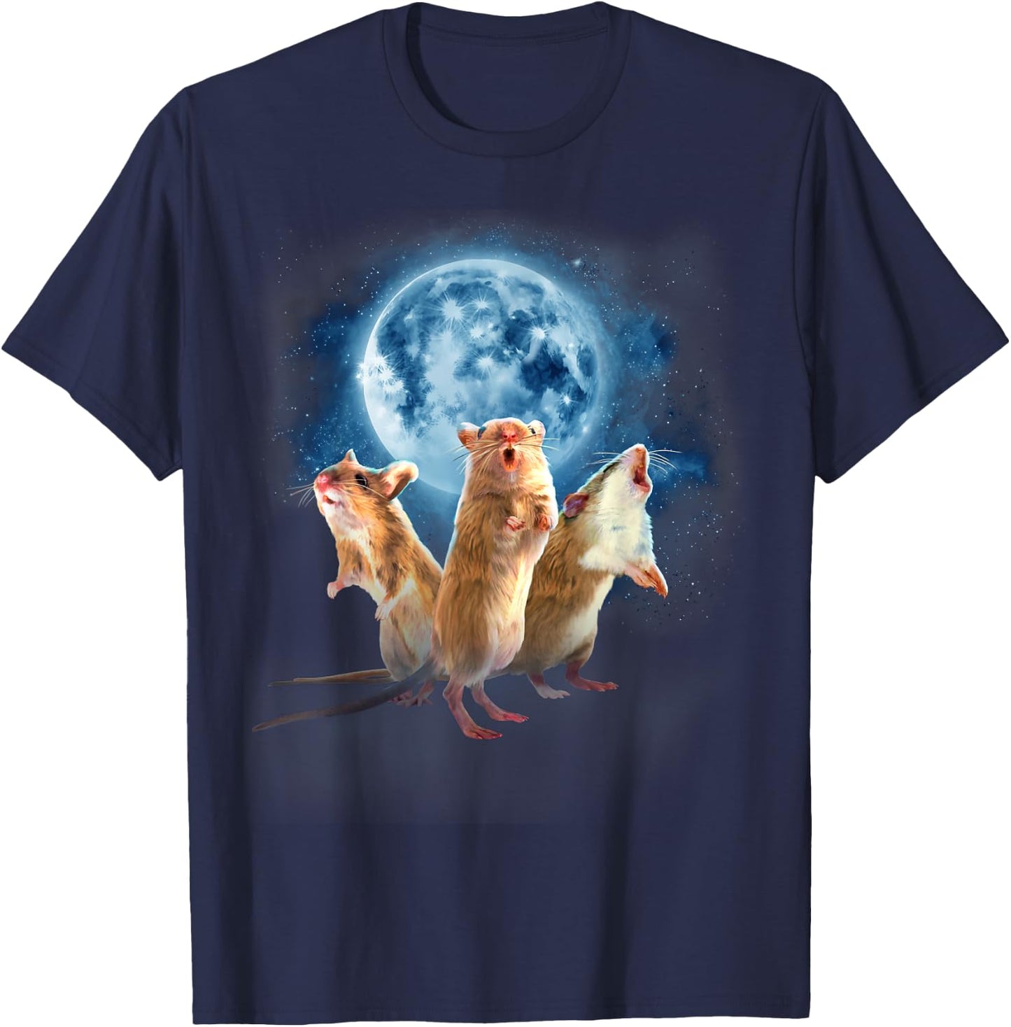 Funny Mouse Shirt - Mouse Shirt - Mice Howling at the Moon T-Shirt - T-Shirt | Navy