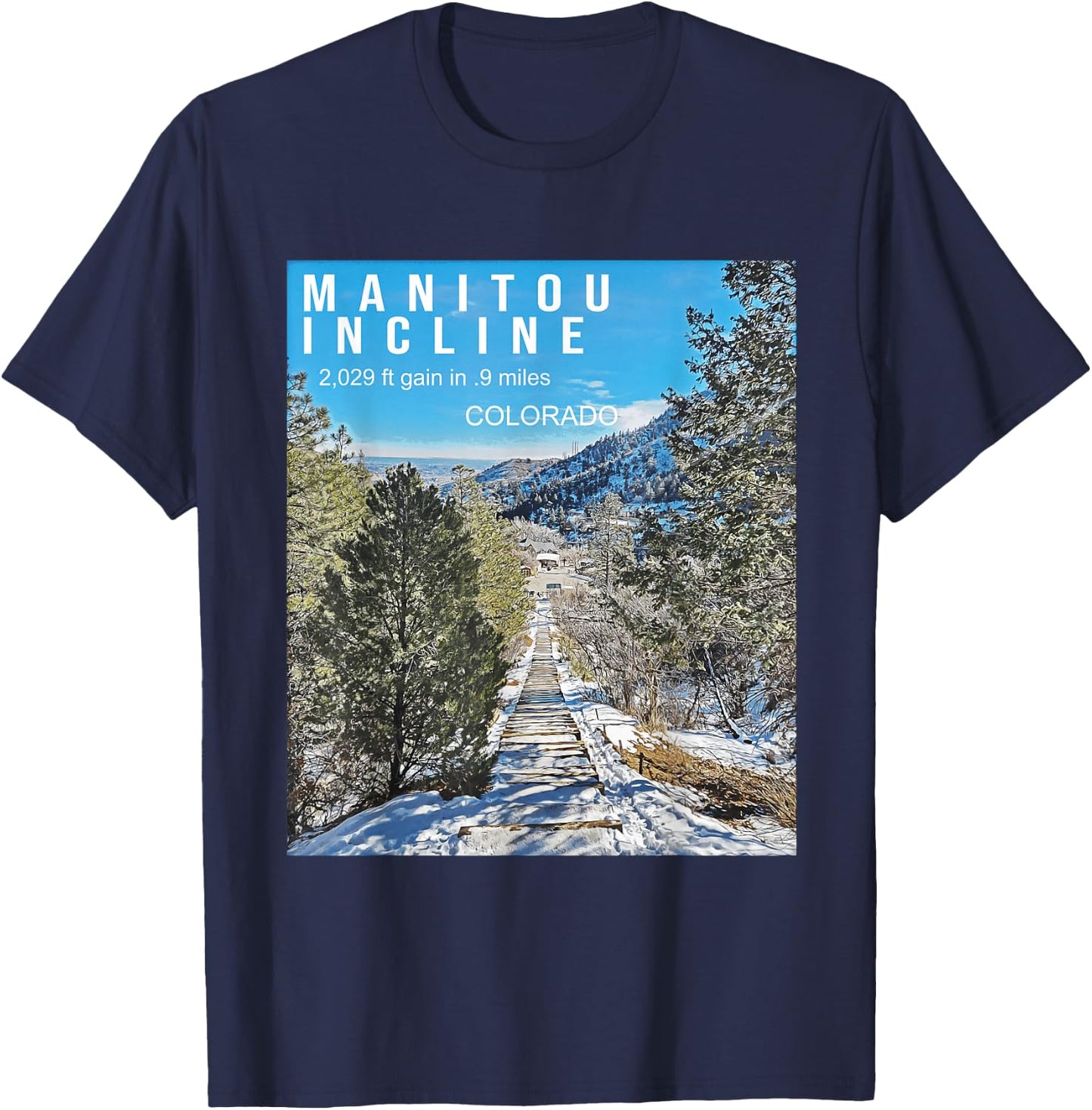 Manitou Springs Incline Gifts for Colorado Hiking T-Shirt - T-Shirt | Navy