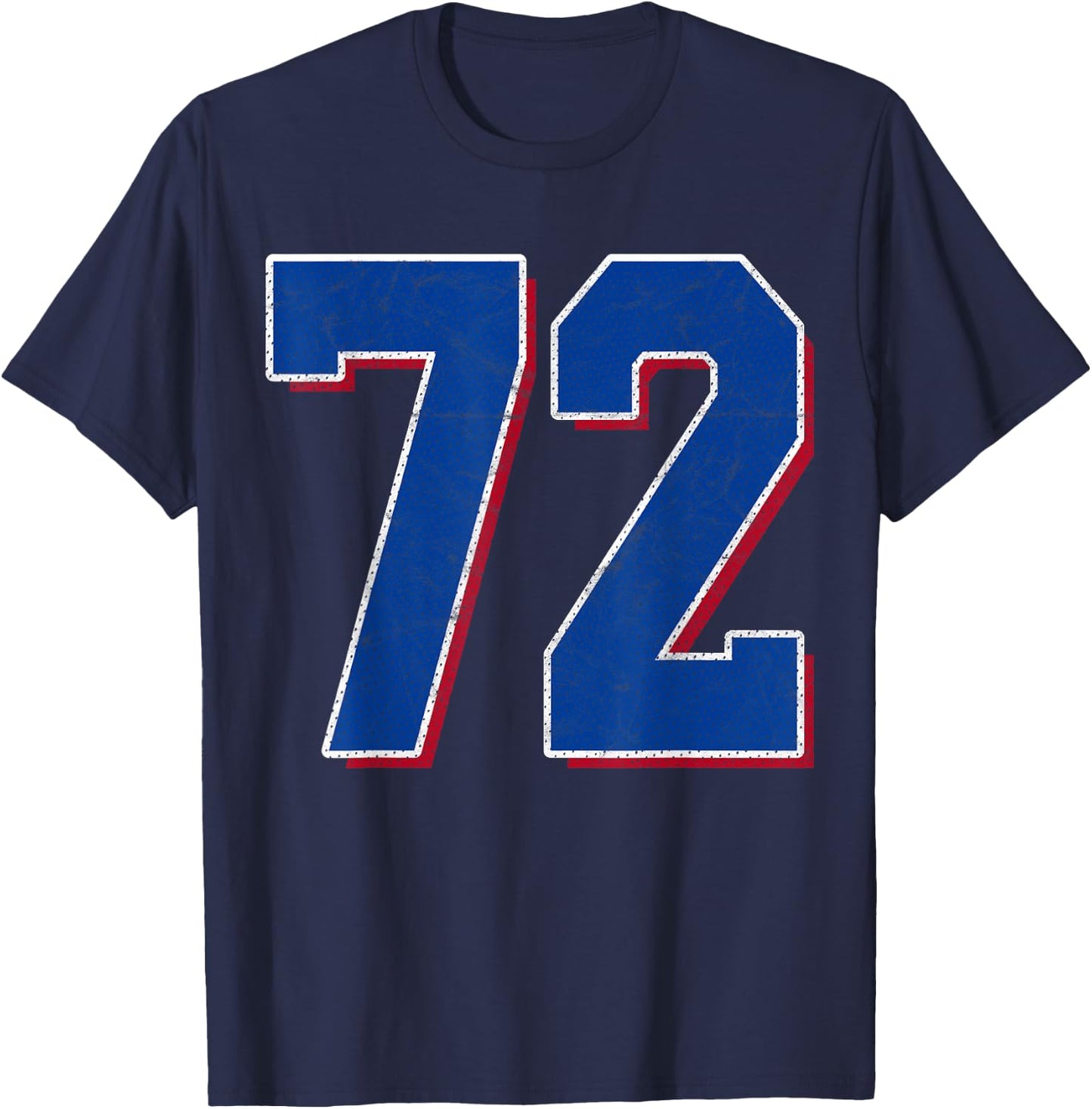 Number 72 Numbered Uniform Sports Team Jersey 72nd Birthday T-Shirt - T-Shirt | Navy