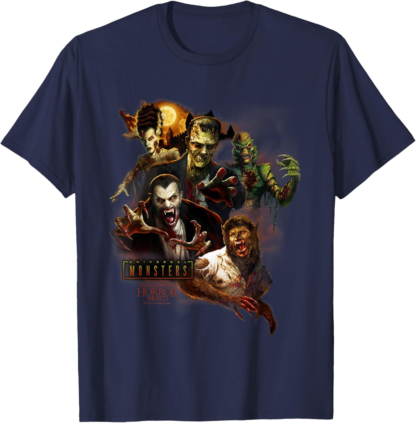 Halloween Horror Nights Universal Monsters T-Shirt - T-Shirt | Navy