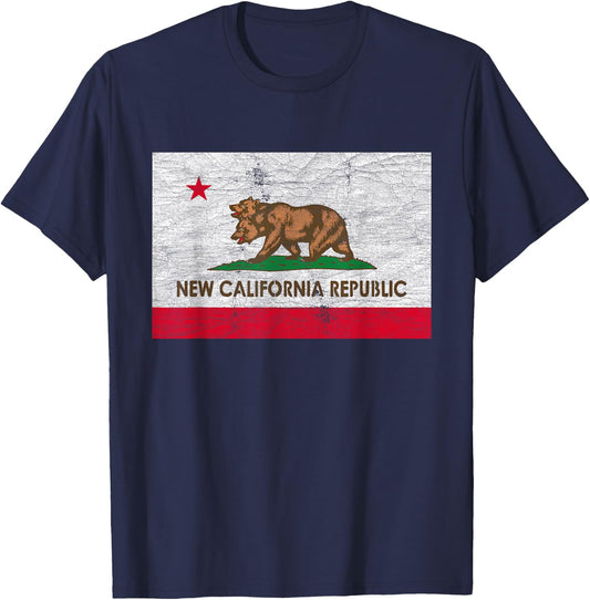 New California Republic Retro Distressed NCR Flag T-Shirt - T-Shirt | Navy