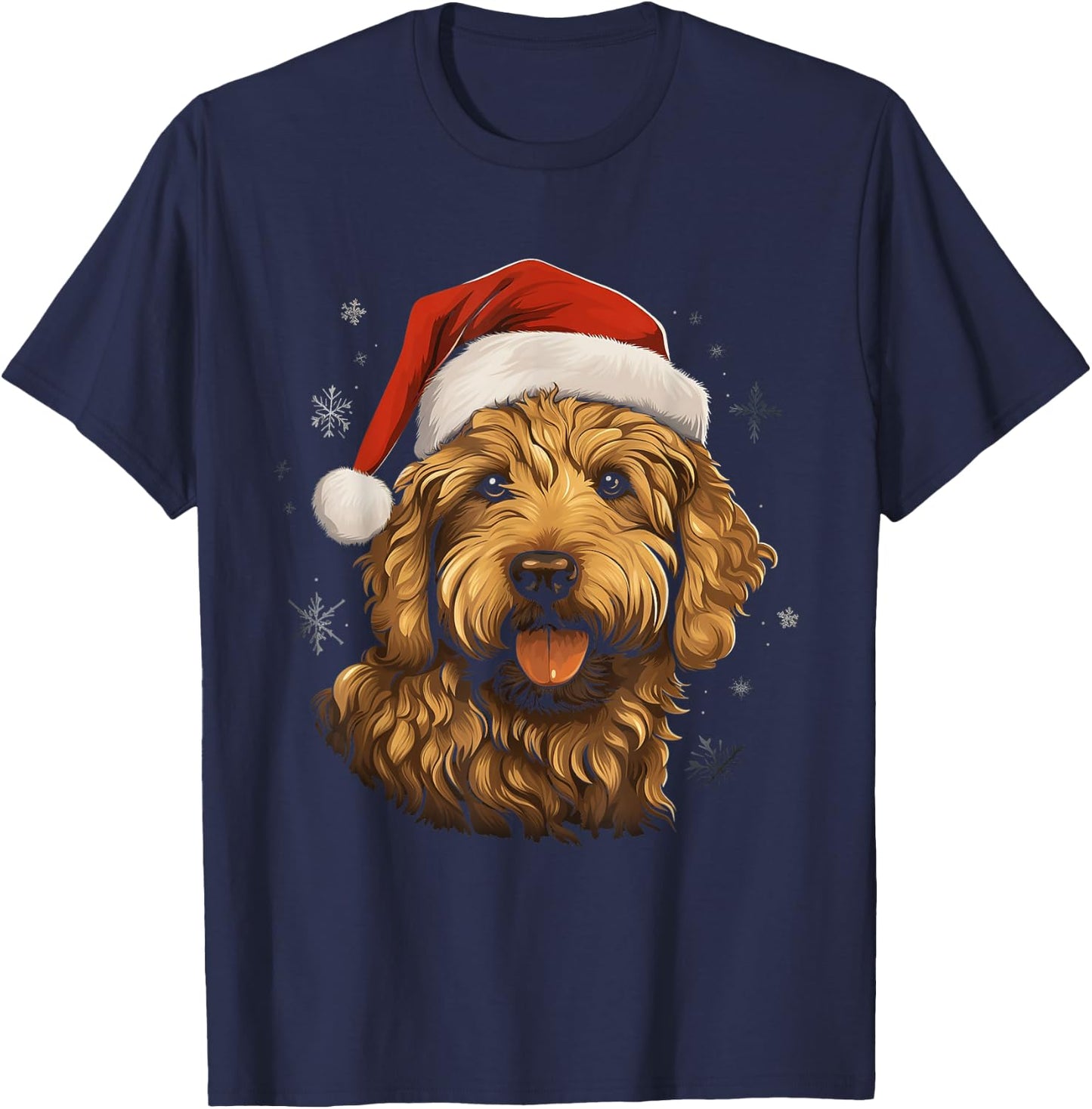 Golden Doodle Dog Dogs Christmas Walk T-Shirt - T-Shirt | Navy
