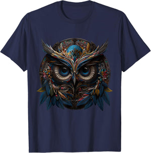 Owl artwork animal lovers - bird art animal owl T-Shirt - T-Shirt | Navy