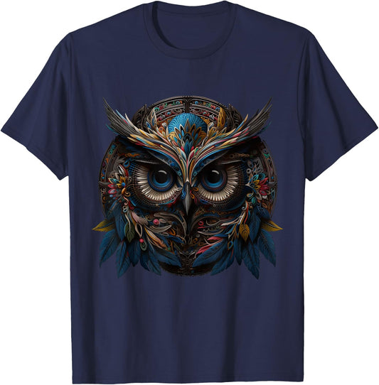 Owl artwork animal lovers - bird art animal owl T-Shirt - T-Shirt | Navy