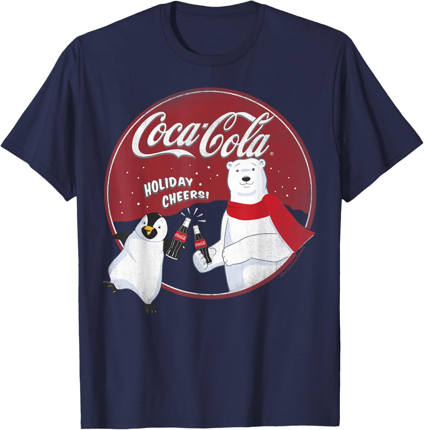 Coca-Cola Holiday Cheers Polar Bear Circle Logo T-Shirt - T-Shirt | Navy
