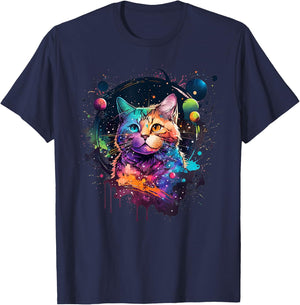 Cat Space Cat Galaxy Kitten Space Kitten Cat Women Kids T-Shirt - T-Shirt | Navy