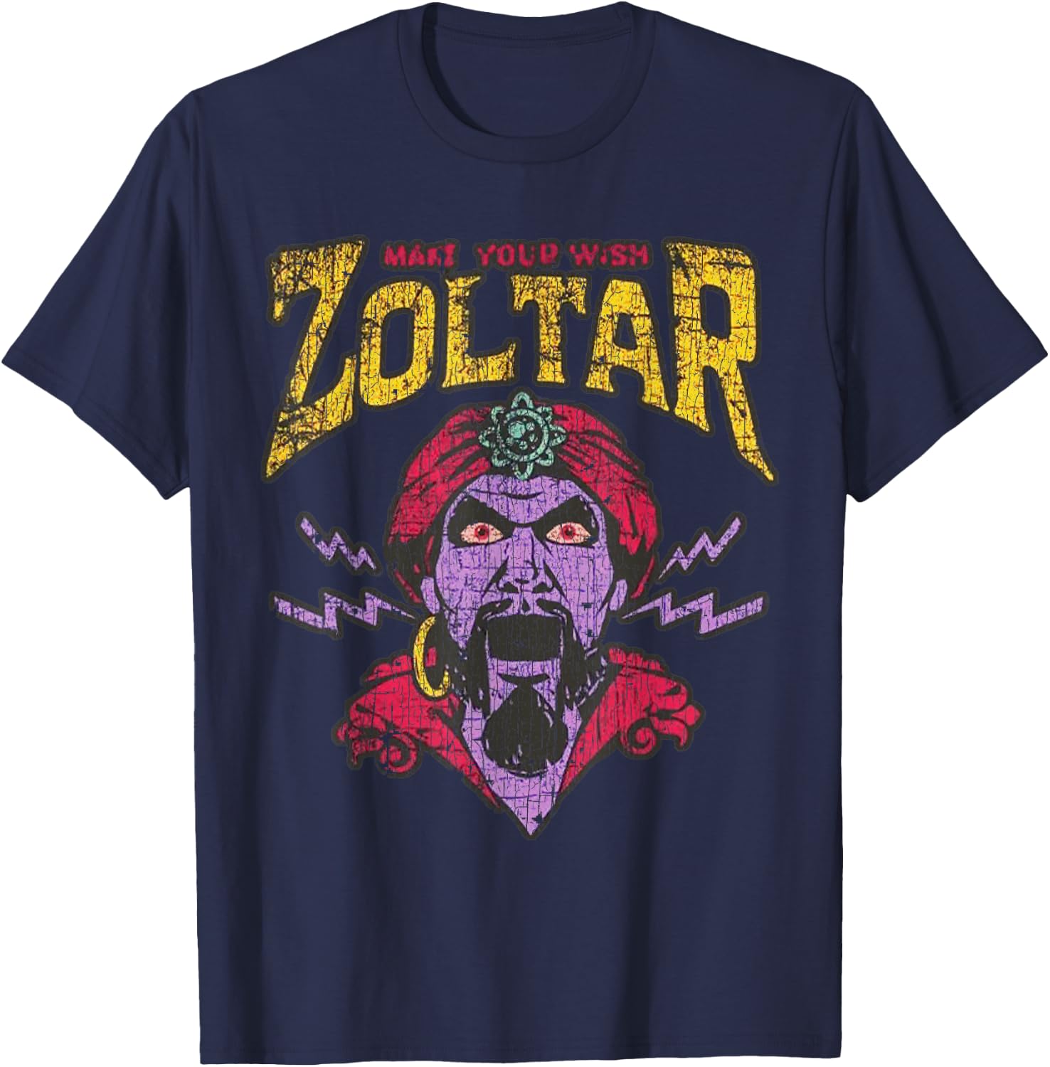 Zoltar Make Your Wish Fortune Teller Card Fairground Amuseme T-Shirt - T-Shirt | Navy