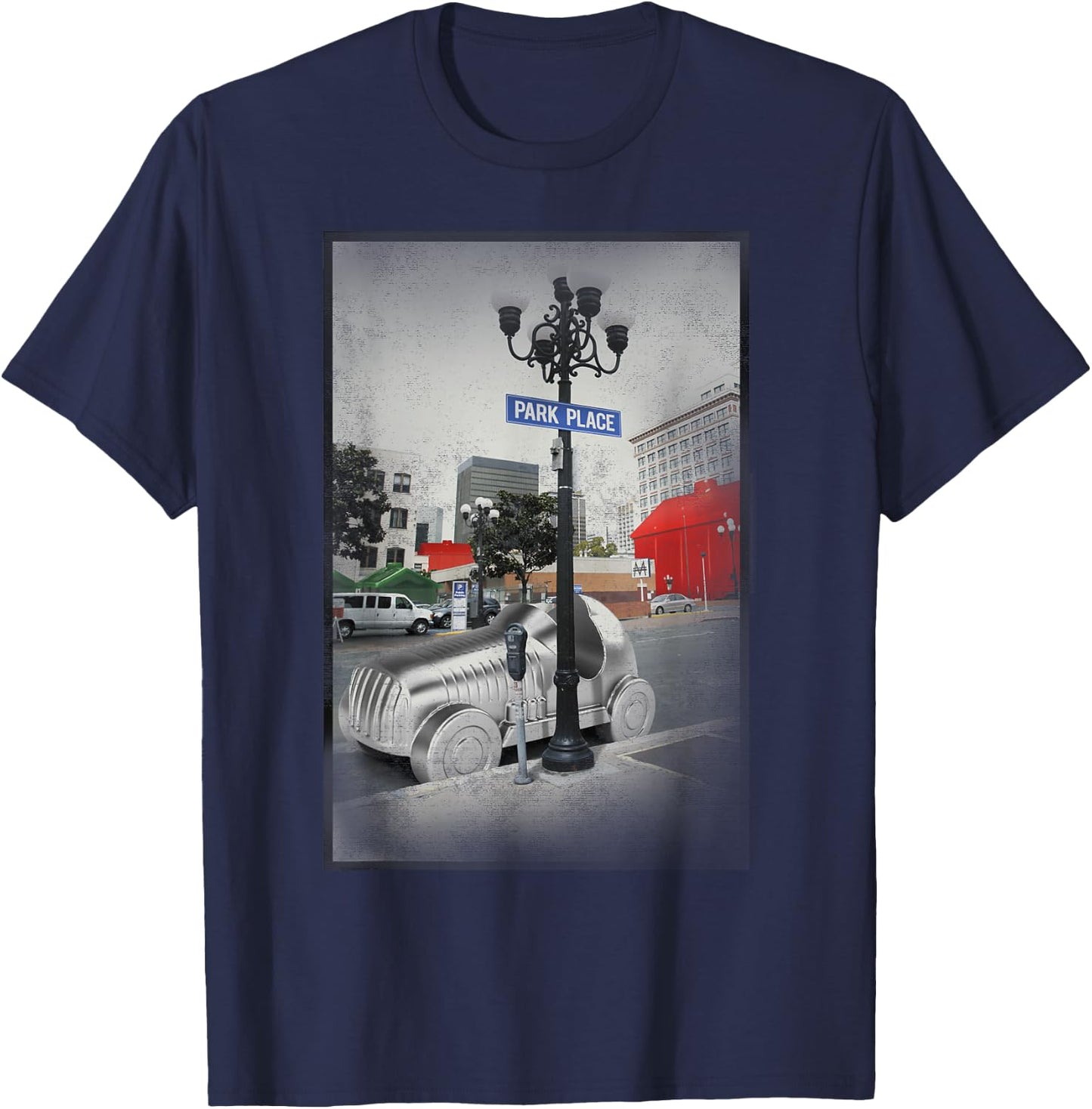 Monopoly Game Piece Car Park Place Vintage Picture Poster T-Shirt - T-Shirt | Navy