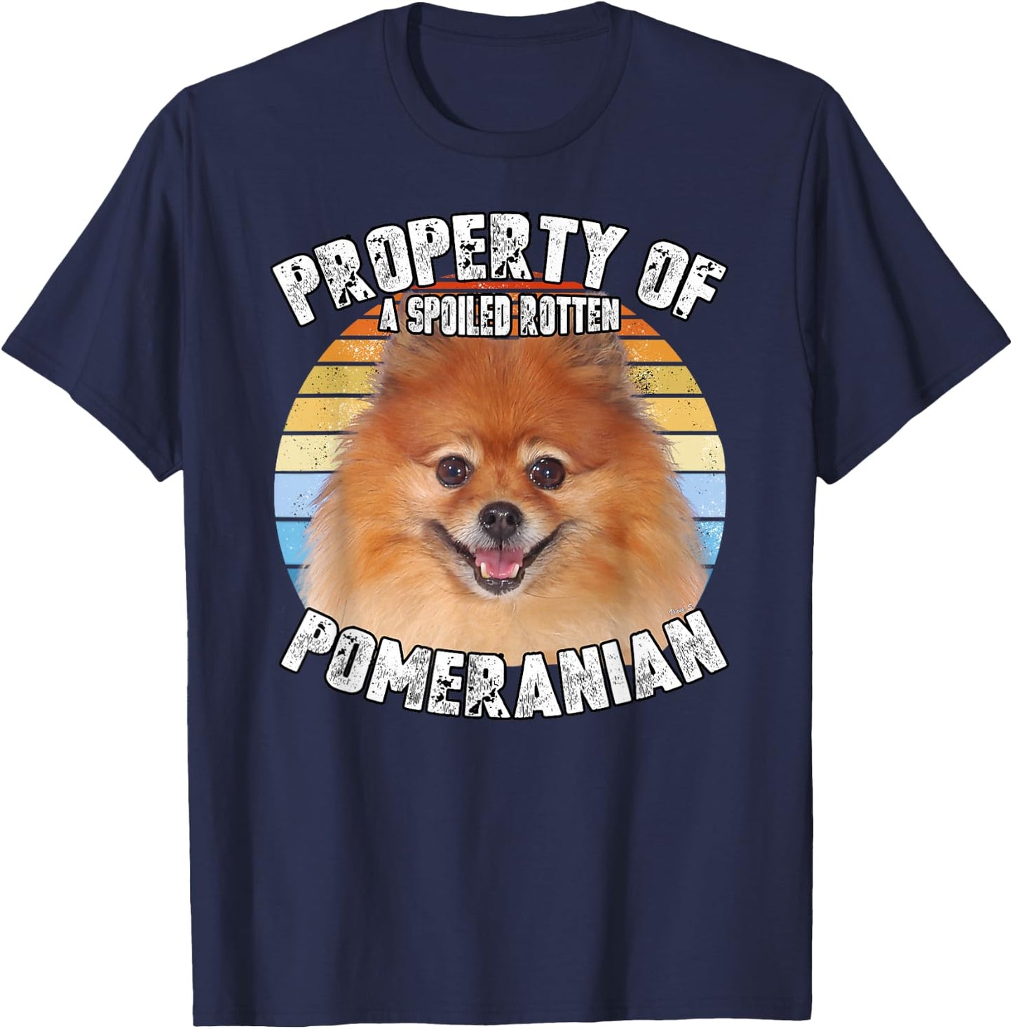 Pomeranian Property Of Retro T-Shirt - T-Shirt | Navy