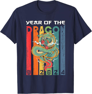 Dragon 2024 Year of the Dragon Lunar New Year 2024 T-Shirt - T-Shirt | Navy