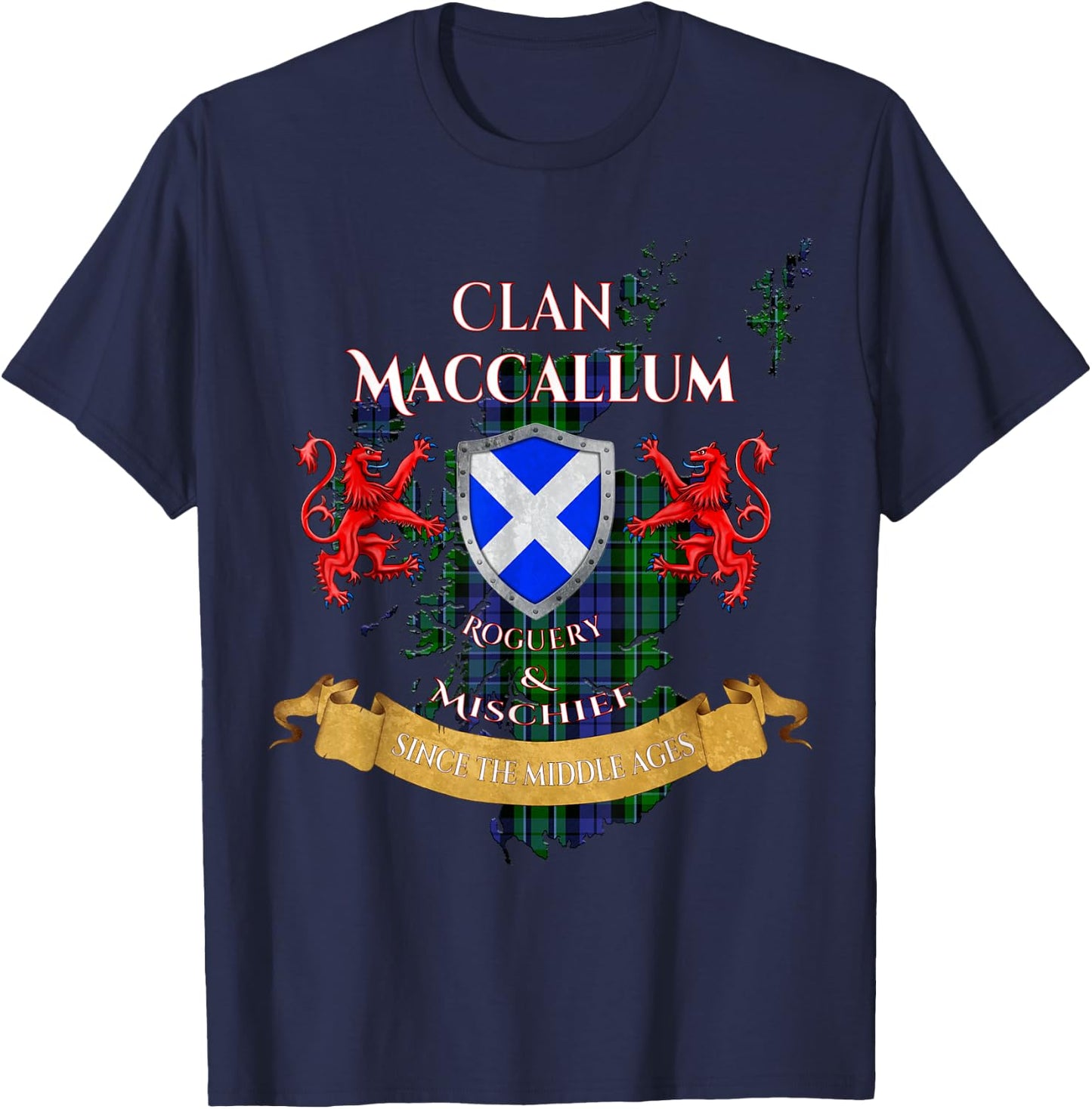 MacCallum Scottish Family Clan Middle Ages Mischief T-Shirt - T-Shirt | Navy