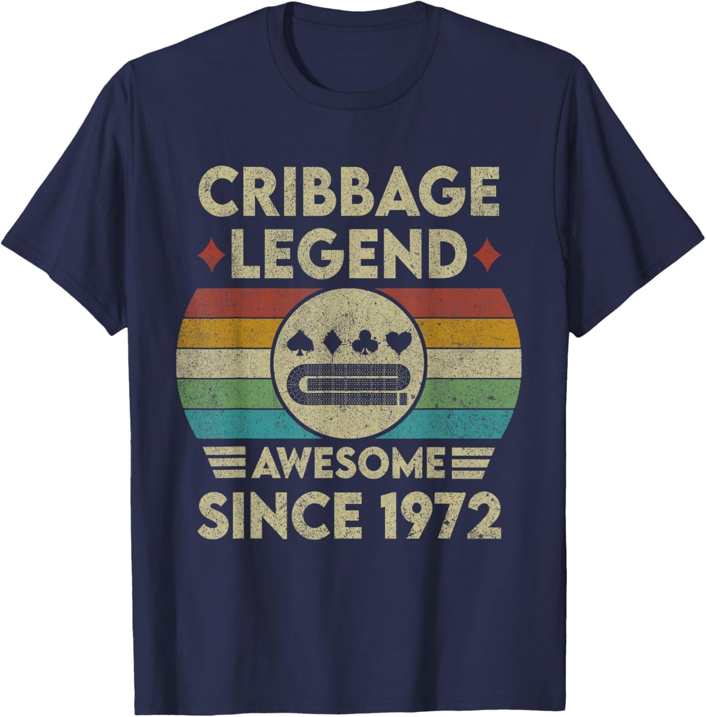 Cribbage Legend 51 Years Old Awesome Since 1972 Cribbage T-Shirt - T-Shirt | Navy