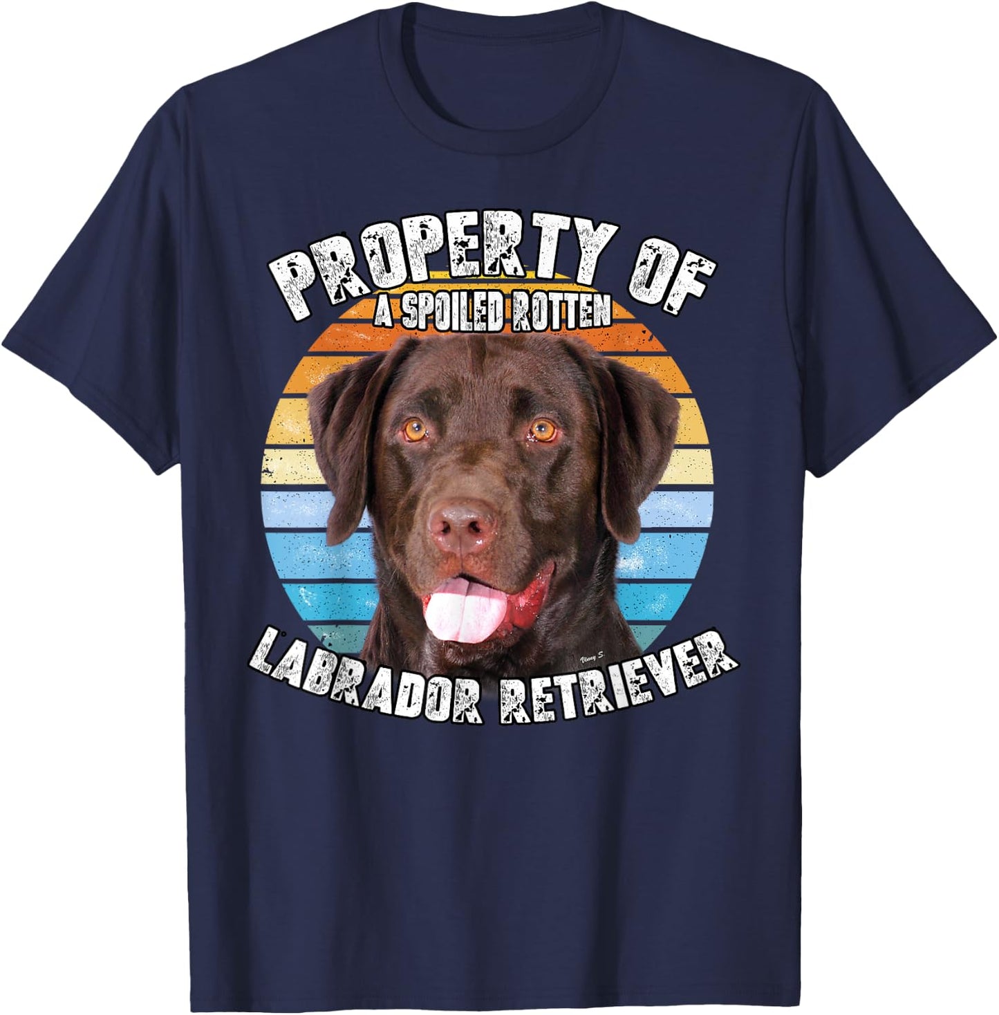 Labrador Retriever Chocolate Owner Lover Retro Vintage T-Shirt - T-Shirt | Navy