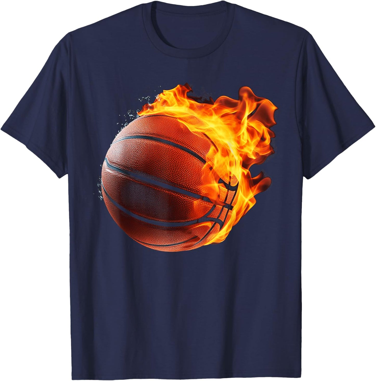 Fire Basketball Ball Flaming Basketball Player T-Shirt - T-Shirt | Navy